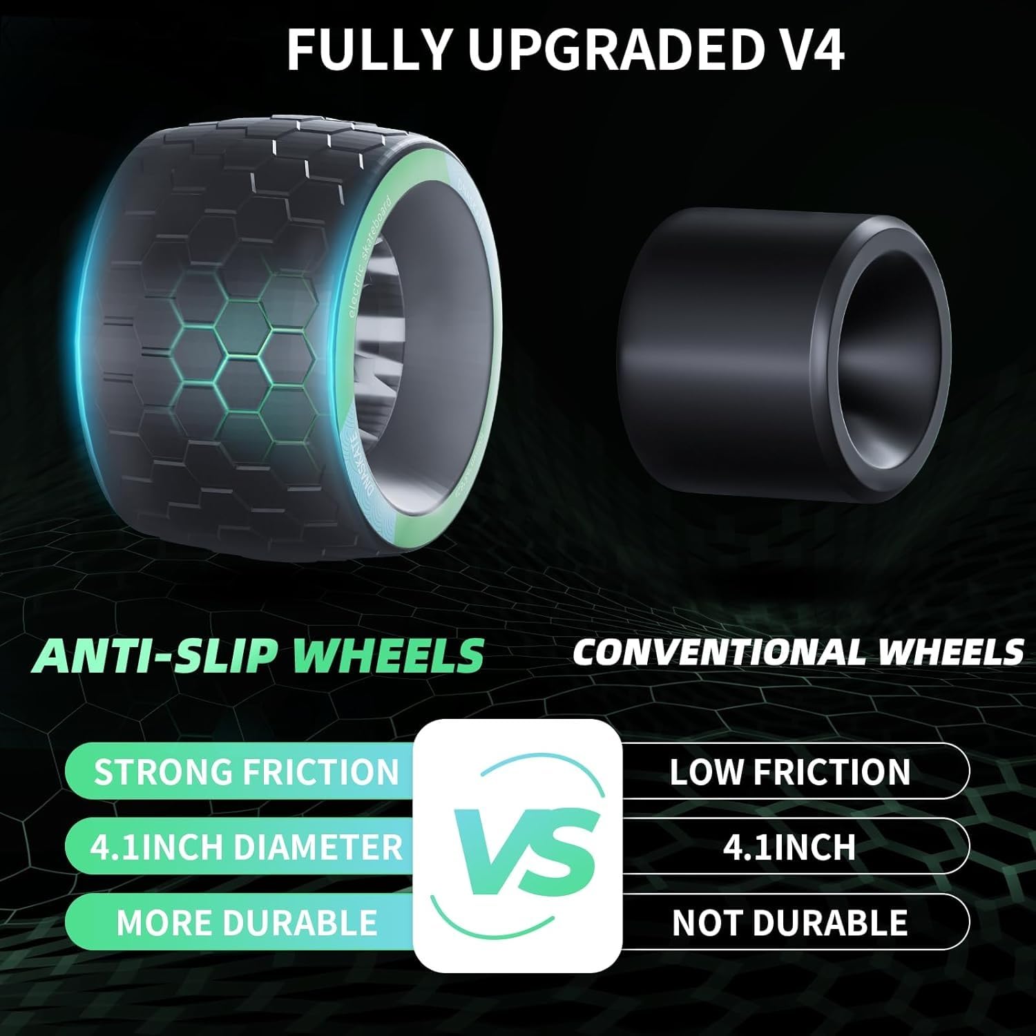 V4 - Patineta eléctrica con control remoto, velocidad máxima de 28 Mph, rango de 22 millas, motor de cubo de 1000 W, monopatín de longboard para adultos y adolescentes 3