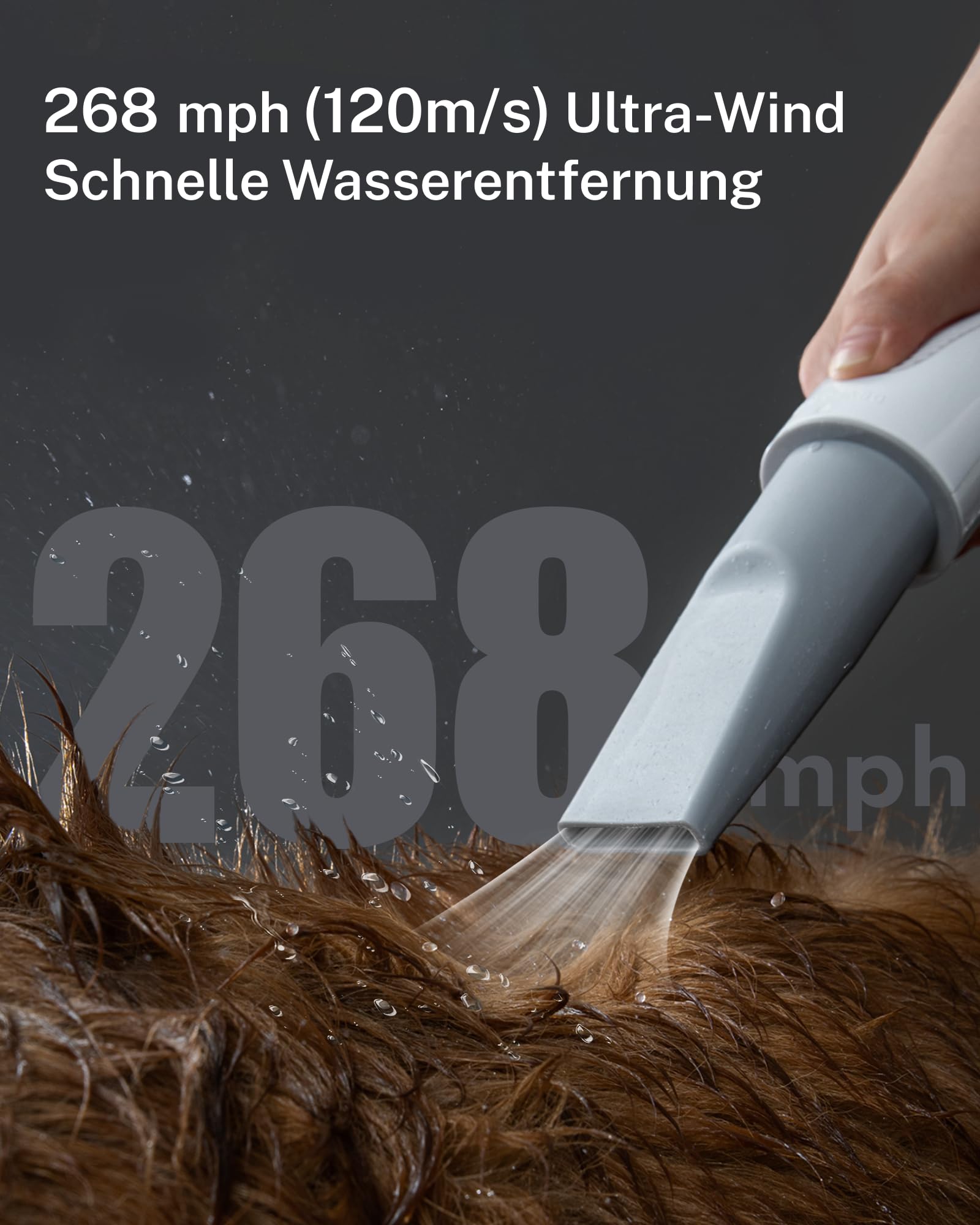 HomeRunPet Hundefön Ultraleiser 43dB,120m/s Schnelltrocknend,Blower Hund 99 Einstellbare Einstellungen für Geschwindigkeit & Temperatur,3-in-1Verschiedenen Düsen,Überhitzungsschutz über 60℃