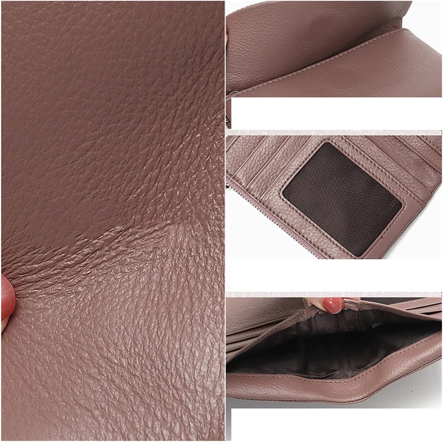 Portfele Klasyczne, trójskładane, saszetka na pieniądze, klapka, zatrzask, prosty design, damskie, casualowe, ze skóry bydlęcej, etui karty, kopertówka(Black)