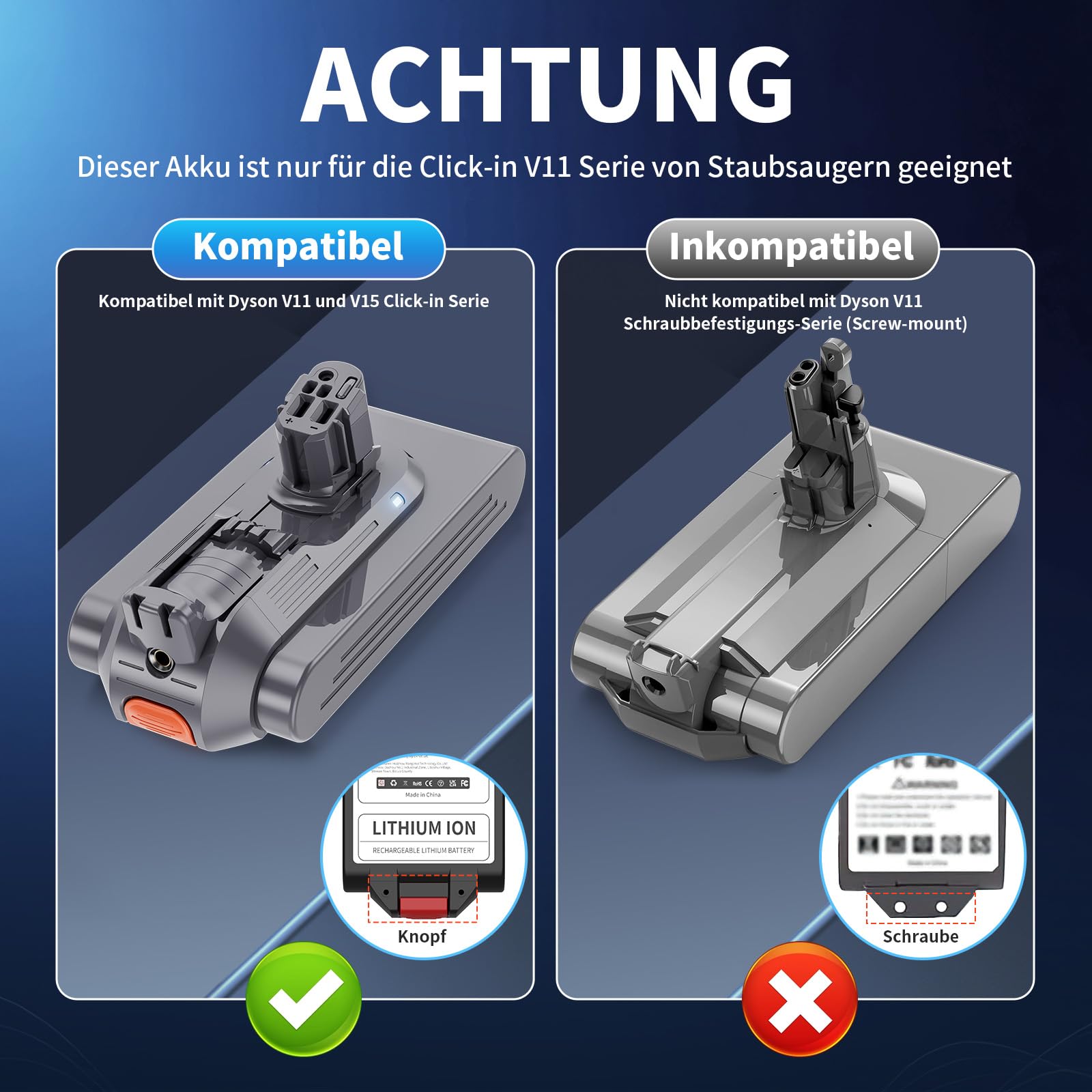 8,0Ah für Dyson V11 Akku, Ersatzakku kompatibel mit Dyson V15