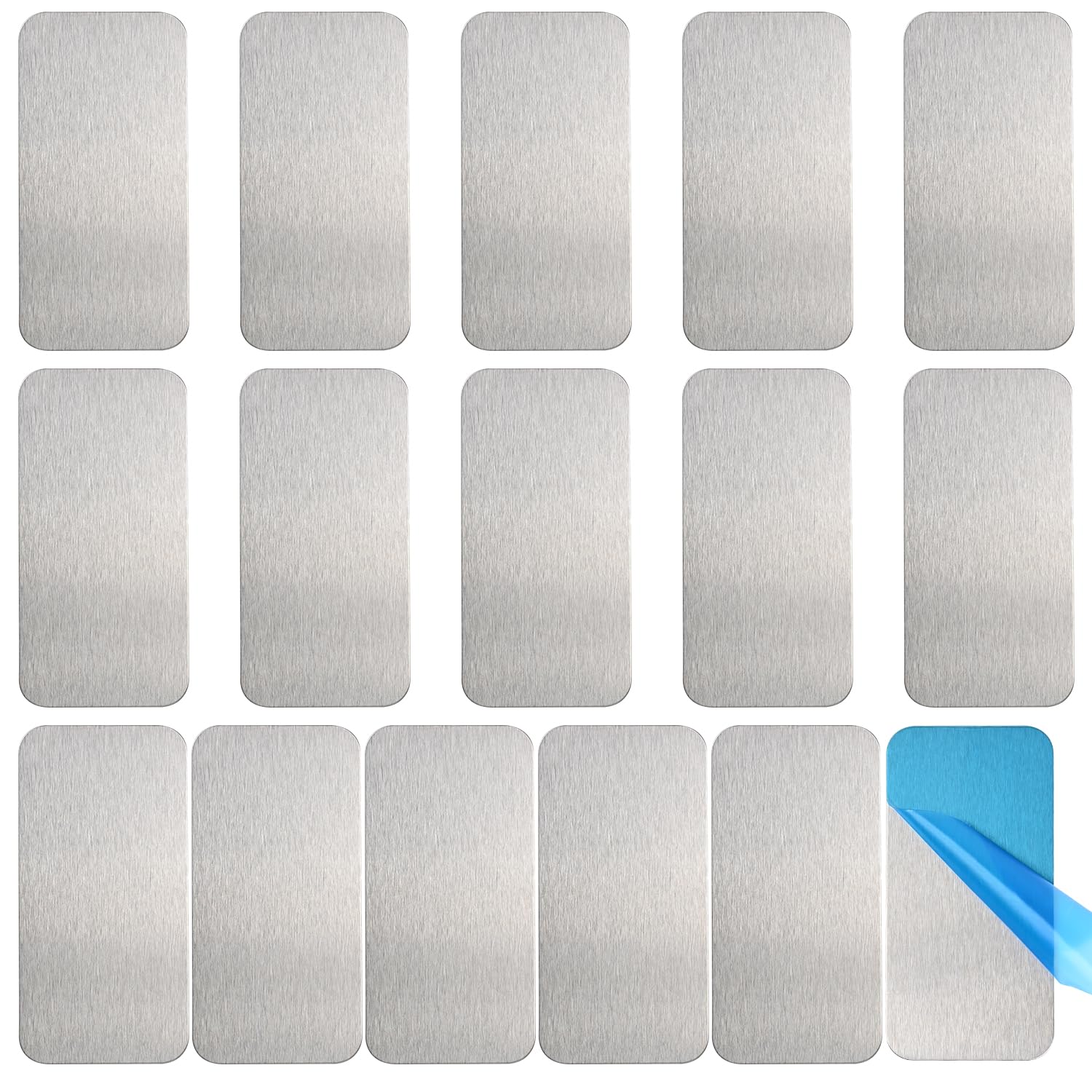 16pcs Under Cabinet Light Magnetic Strip, Adhesive Metal Plates for Magnets, Magnetic Strips with Adhesive Backing for Kitchen Stairs Closet and Bedroom (Not Magnets)
