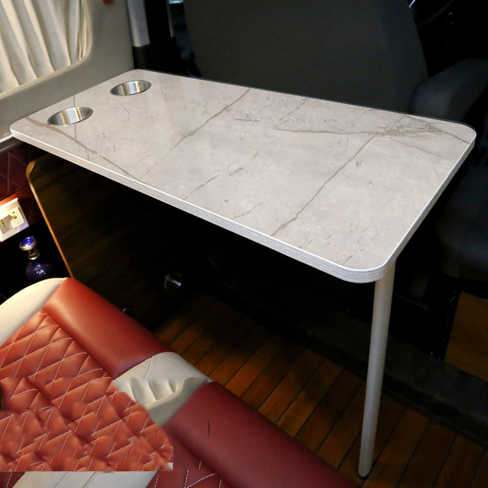 Mesa plegable para caravana y camping con posavasos para comer al aire libre
