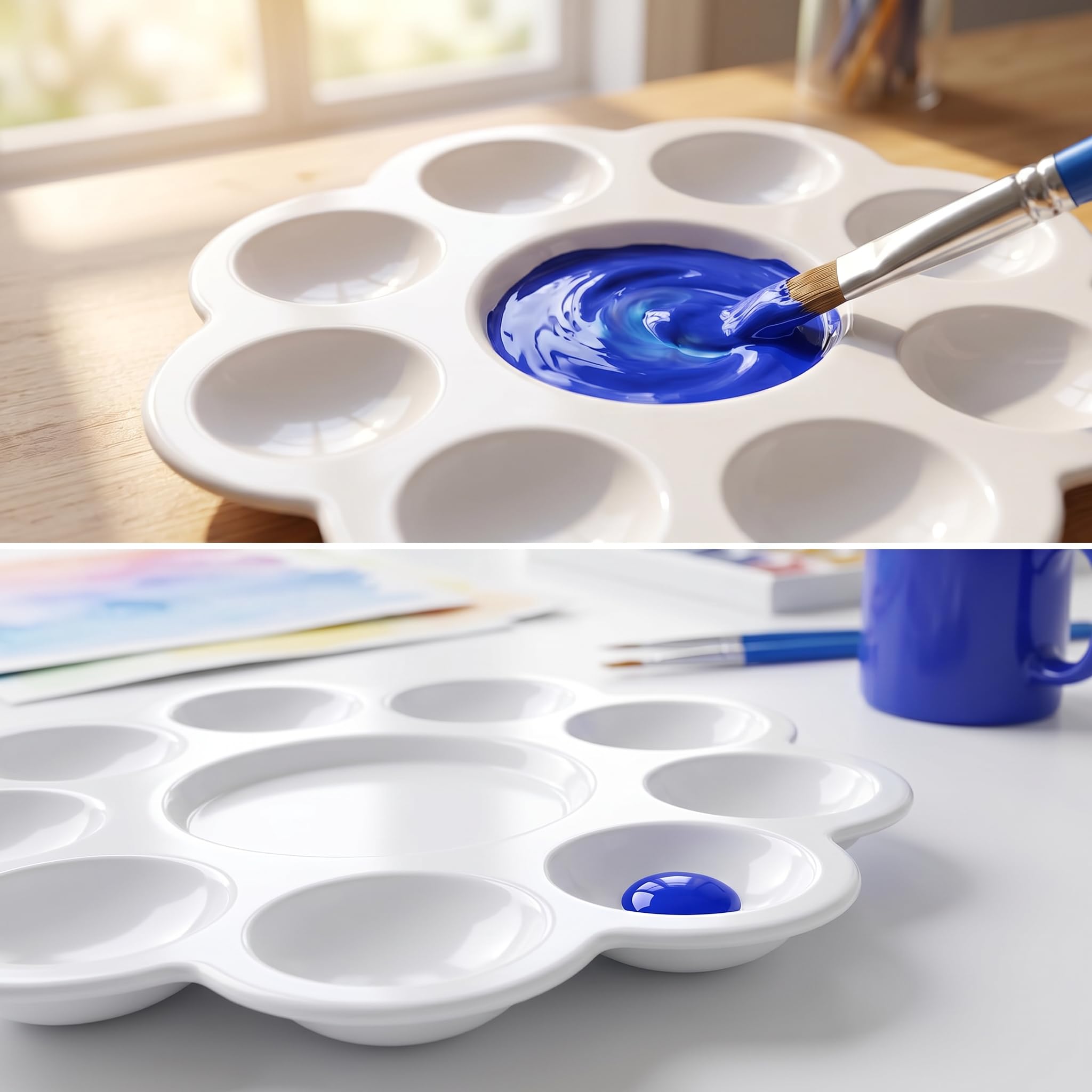 Juego de 48 mini pinturas acrílicas para niños, con 30 pinceles y 4, colores escolares, macetas de tempera, pequeñas para cursos, actividades familiares