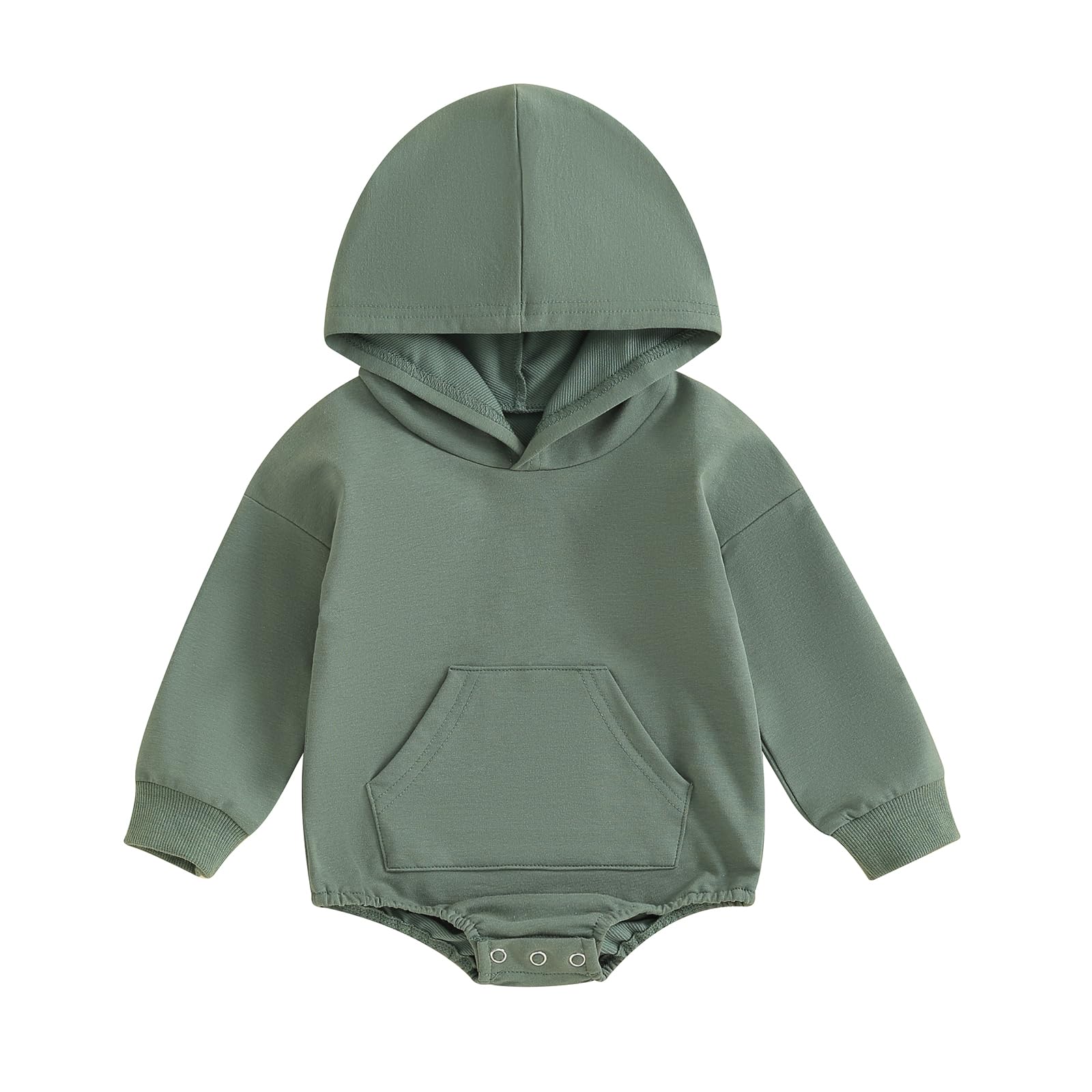 Newborn Baby Girl Boy Hoodie Romper Solid Long Sleeve Hooded Sweatshirt Bodysuit Infant Fall Clothes Outfit