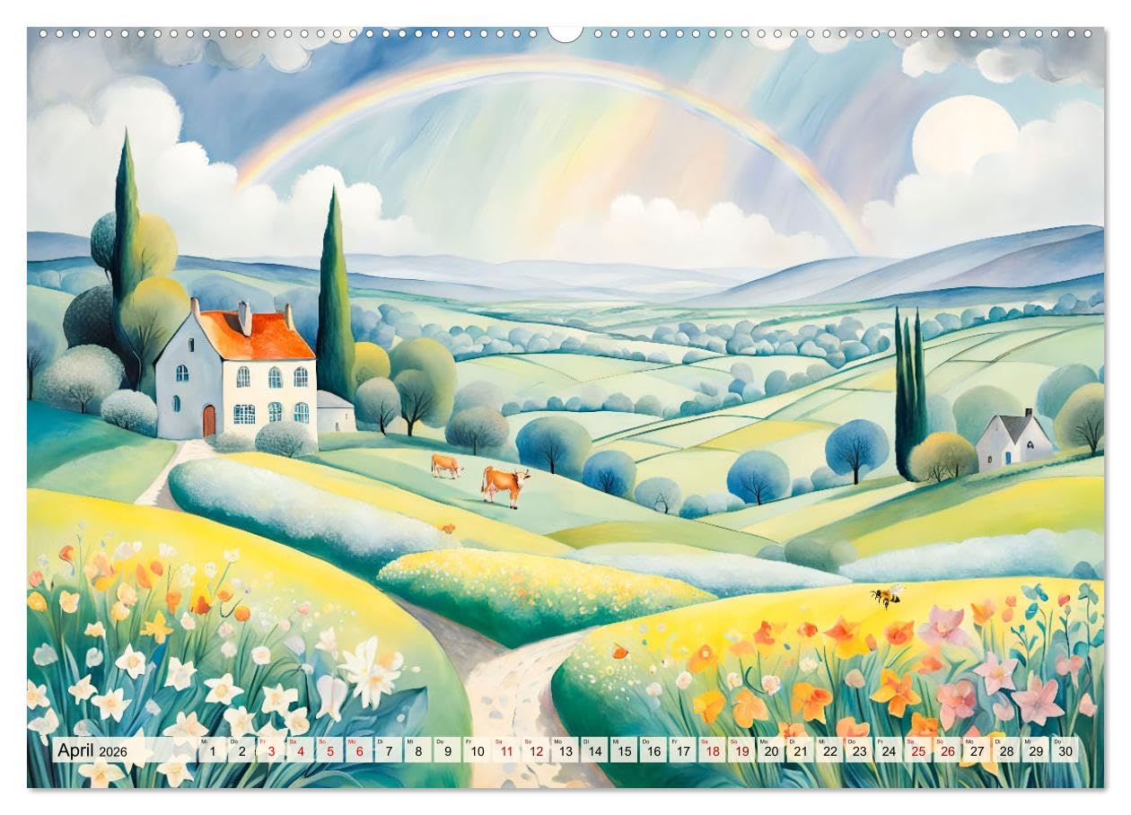 Pfade zum Horizont - Pastellträume der Natur in allen Jahreszeiten (hochwertiger Premium Wandkalender 2026 DIN A2 quer), Kunstdruck in Hochglanz: ... Wiesen und verborgene Wunder (CALVENDO Orte)