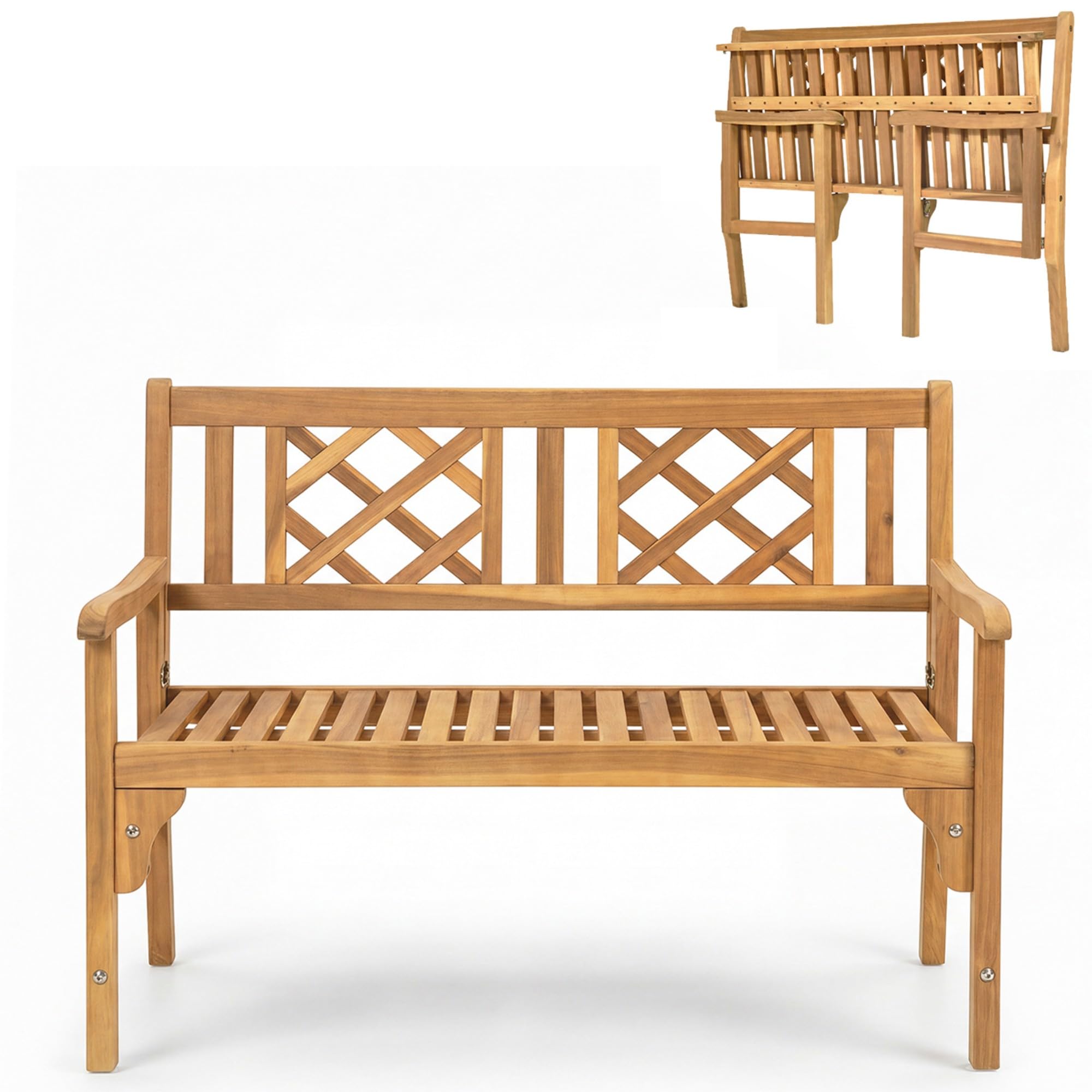 Giantex 4 Ft Acacia Wood Bench