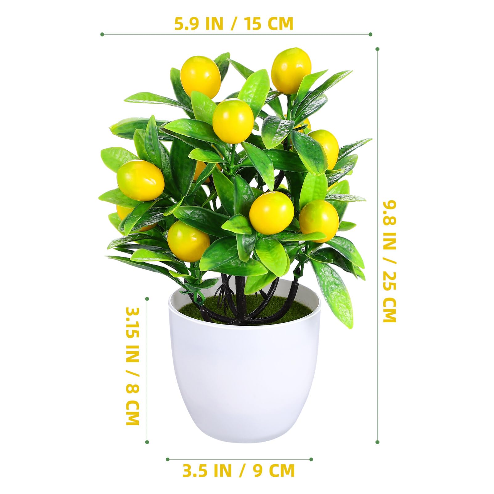Cabilock Artificial Lemon Tree in Pot Mini Faux Lemon Tree Topiary Small Potted Fake Flowers Simulation Green Plant for Office Table Shop Party Decor