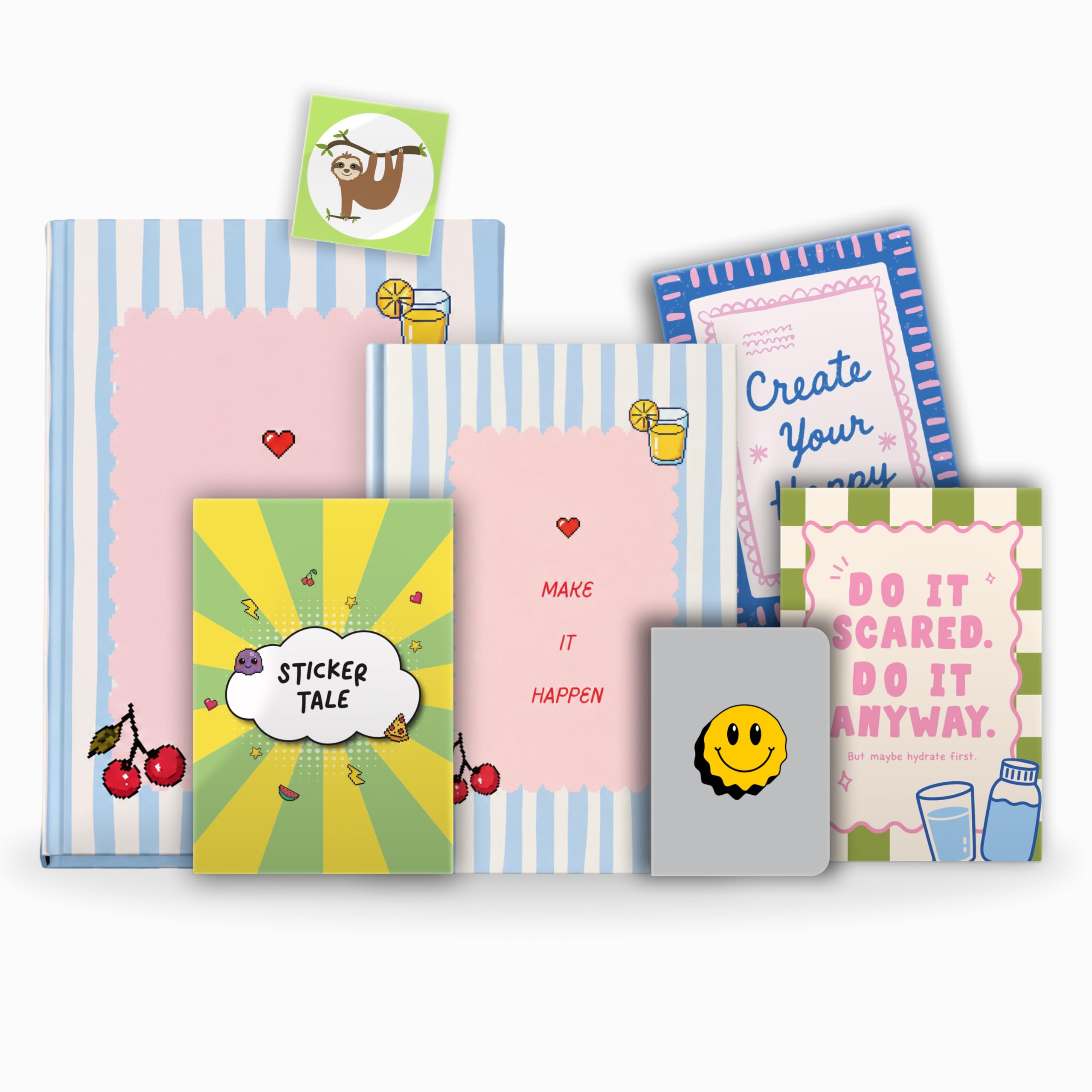 KALP Undated Daily Journal Planner Kit With Pocket Diary,2 Posters,300+Stickers,Magnetic Bookmark-Hard Bound,80 Gsm-304 Pages,Weekly Spreads,Monthly View,Habit & Budget Tracker(Minimal),Blue-image-5