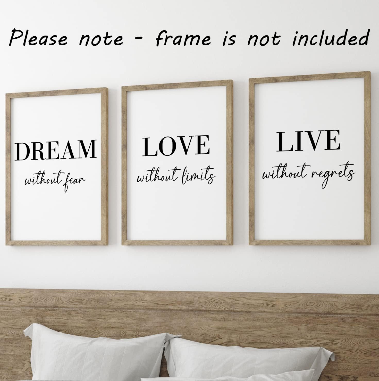 Dream Love Live Quotes set of 3 Unframed Prints, Home Decor Wall Art, Dream Without Fear, Love Without Limits - Image 3