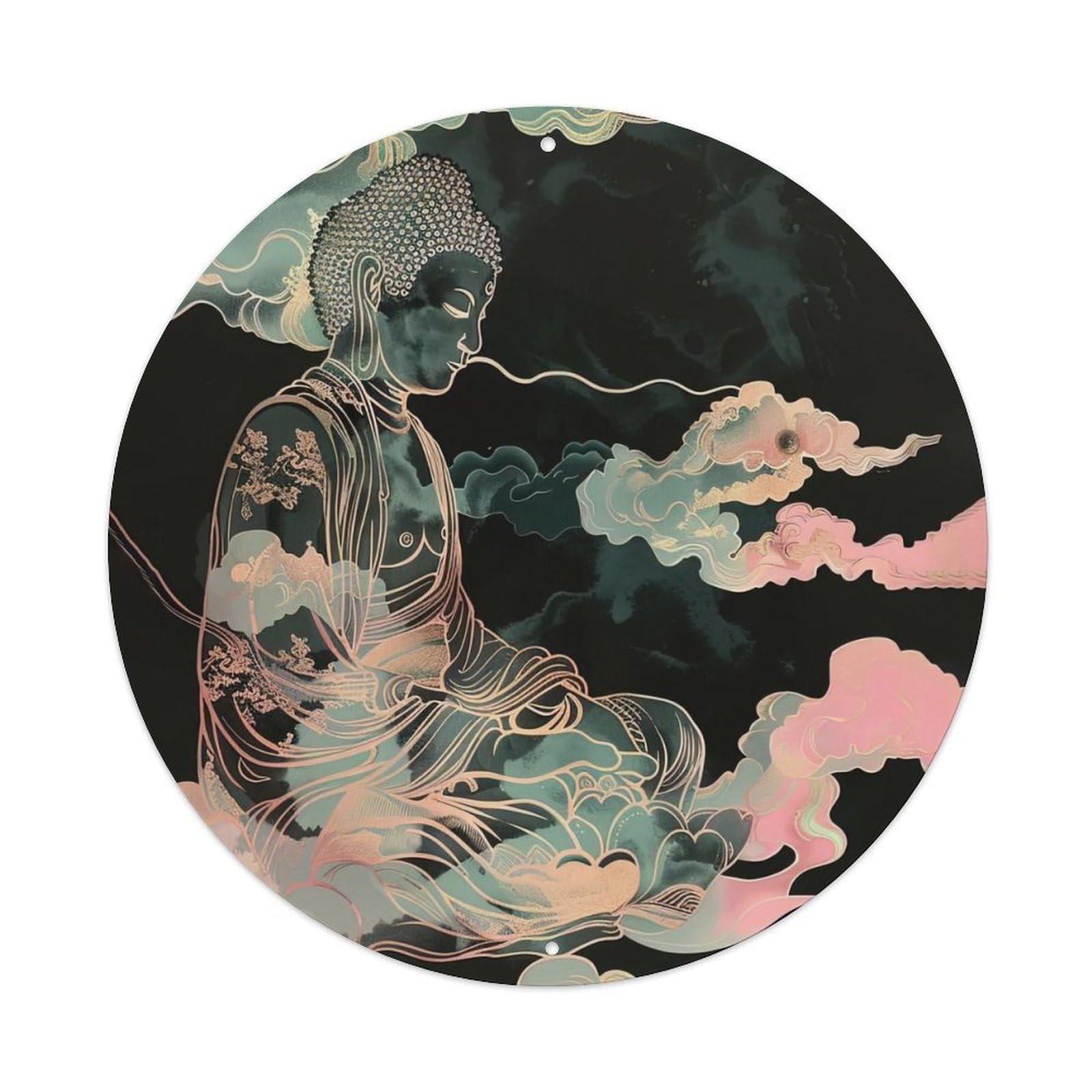 Buddha Statue Buddhist Meditation Sacred Blossom Retro Metal Tin Sign