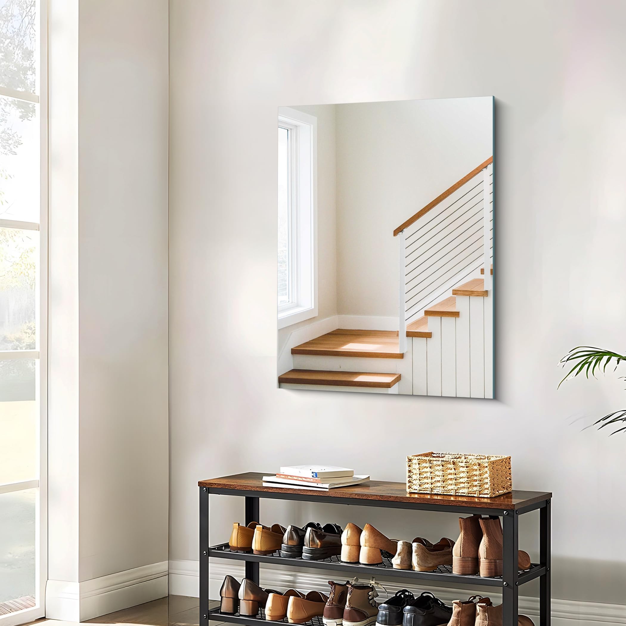 COFENY Specchio Senza Cornice, 70 x 50 cm Specchio da Parete Rettangolare con Bordi Lucidi, Specchi in Vetro HD, Specchio da Bagno Infrangibile per Bagno, Camera da Letto e Soggiorno