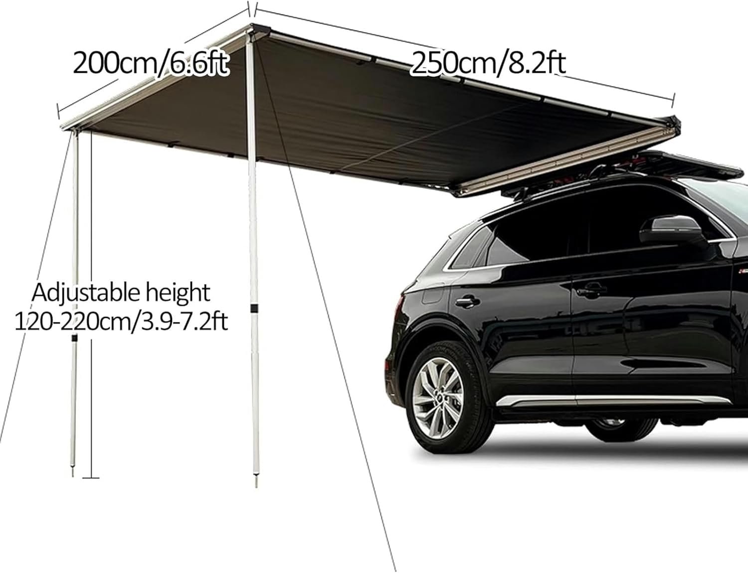 AMNOOL Side Awning Car for Removable Ripstop Car On The Roof, Waterproof Tent of Oxford Fabric 420d with Transport Bag, Adjustable Height, for SUV/Truck/Van