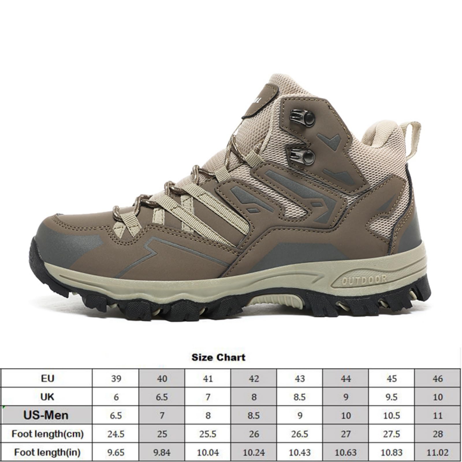 Męskie wodoodporne buty trekkingowe skórzane obuwie za kostkę | Wodoodporne oddychające i lekkie, Sznurowane antypoślizgowe, Obuwie do trekkingu, na szlak i kemping