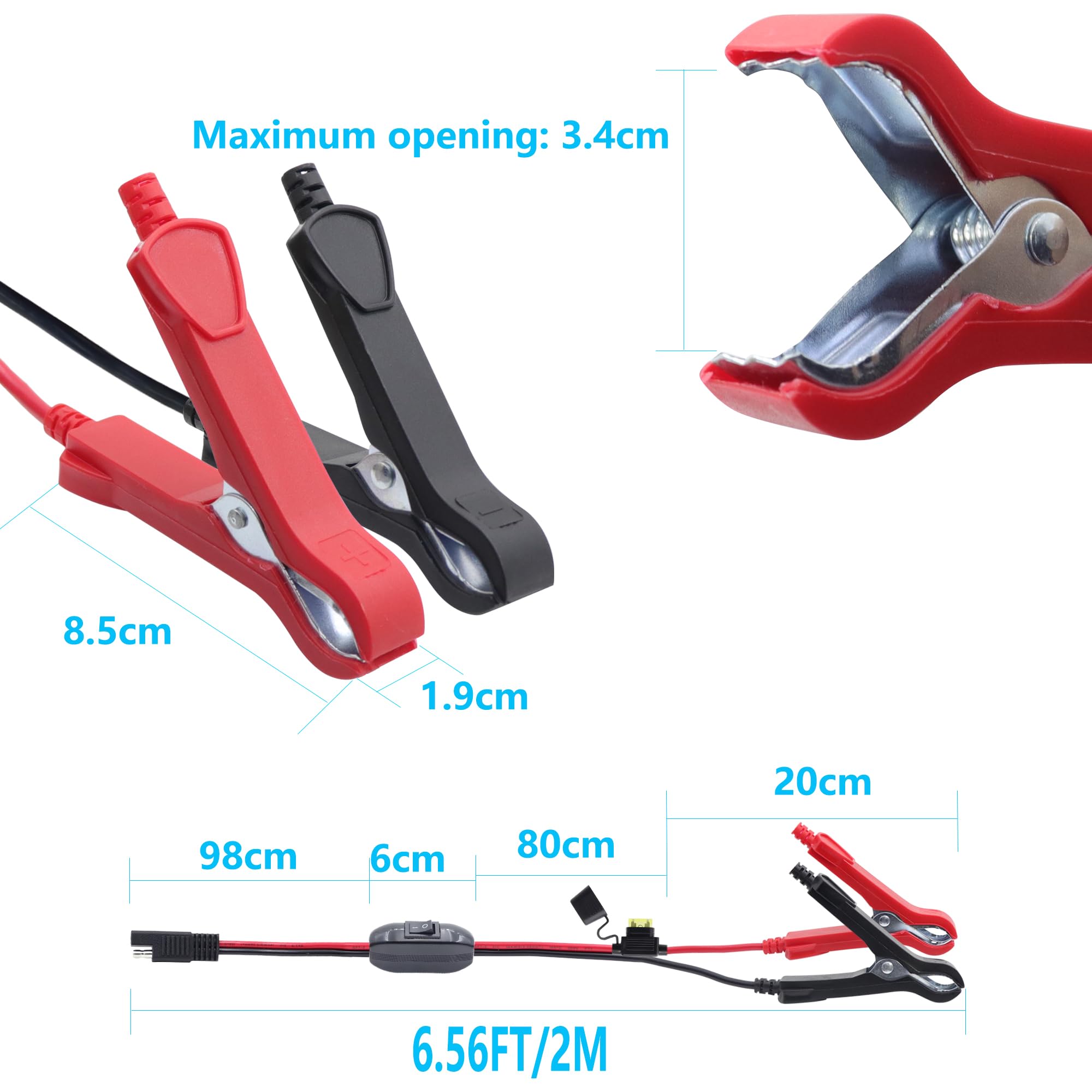 SAE-Krokodilclip-Kabel 14 AWG – 3,3 Ft, Mit Polwe Produktbild-Vorschau 6
