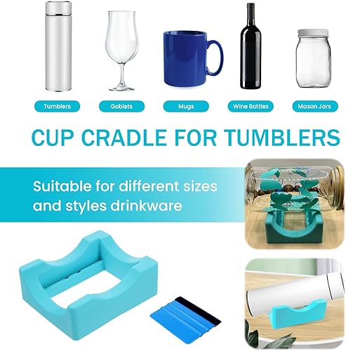 Miniatura 5 de Cuna para manualidades con material de silicona y escobilla de fieltro con borde de fieltro, ideal para aplicar calcomanías de vinilo en vasos,