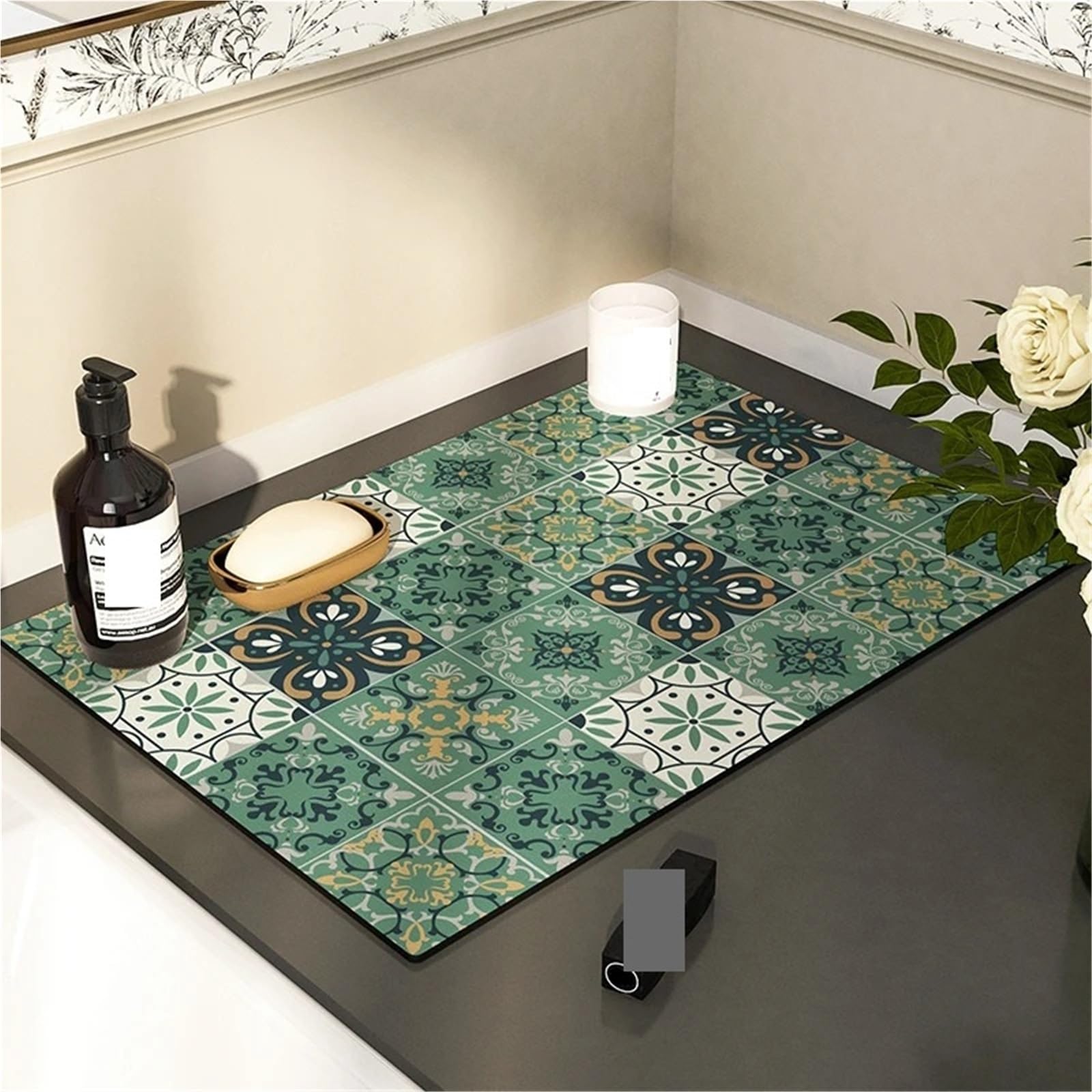 Alfombrilla Para Café Bar Tapete for platos de secado rápido, vajilla de cocina, almohadilla de drenaje for café, vajilla, mantel for botella, tapetes de café absorbentes, 2 uds.(Beige yellow,30x 50cm