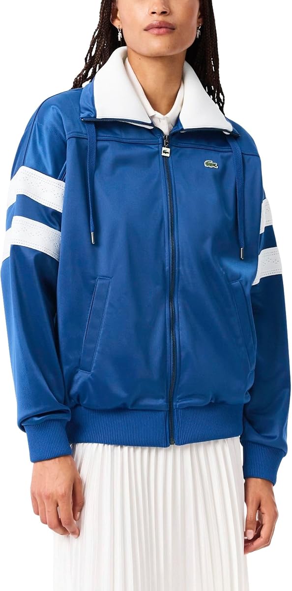Sudadera Lacoste Pique Zip Up mujer con Pointelle en las mangas