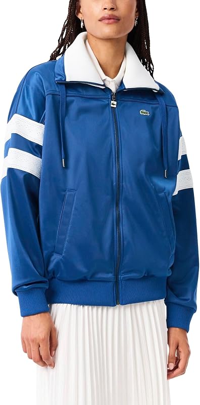 buzo Lacoste Pique Zip Up mujer con Pointelle en las mangas