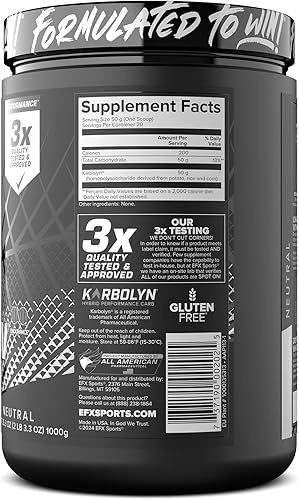Miniatura 9 de EFX Sports Karbolyn Fuel  Polvo de carbohidratos de absorción rápida  Carga de carbohidratos, energía sostenida, recuperación rápida  Sin