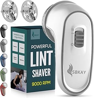 Powerful Fabric Shaver - Portable Lint Remover for Clothes - 2-Speeds Lint Shaver - 9000RPM Rotation for Quick & Easy Remove Fuzz, Lint Balls, Pills, Bobbles (White)
