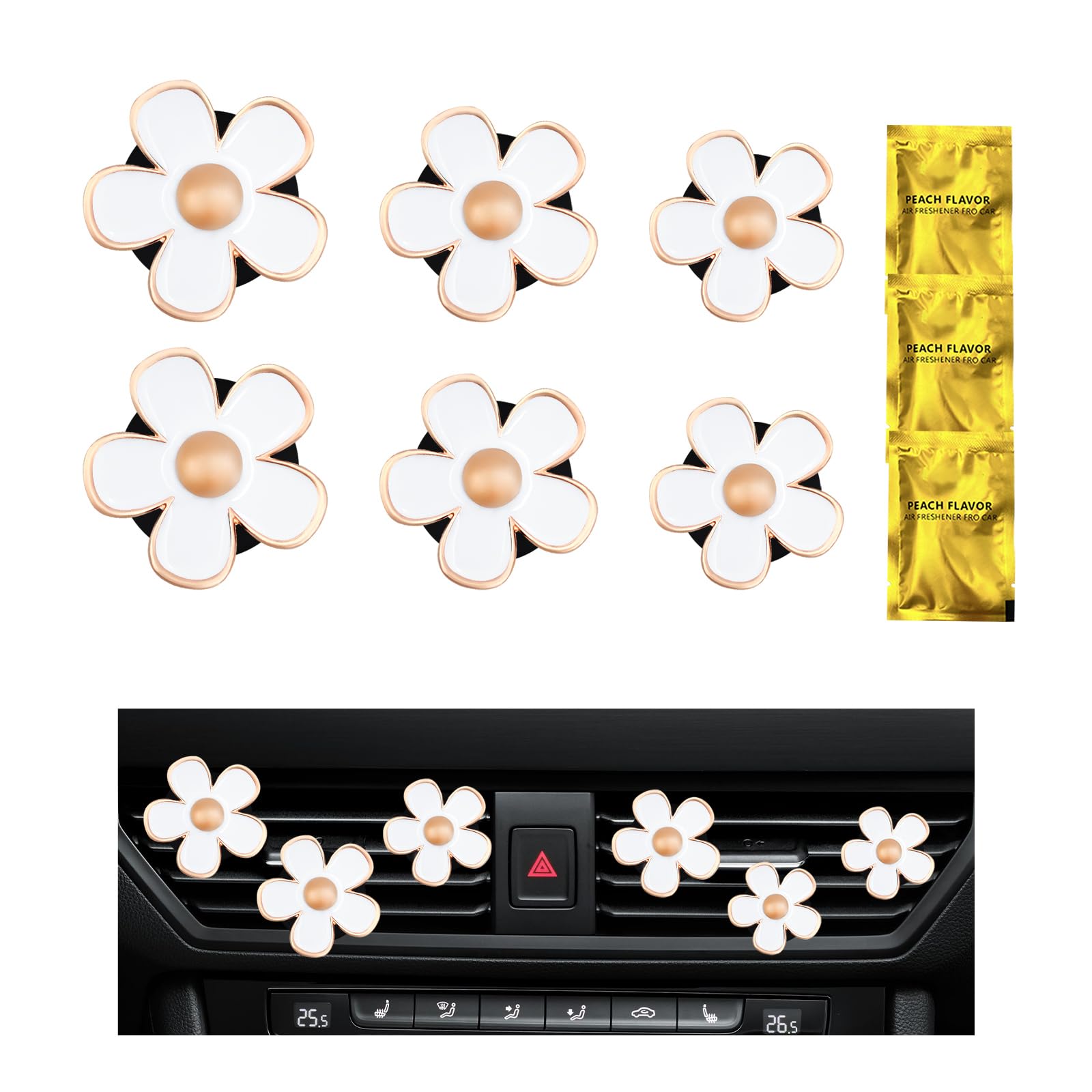 6PCS Daisy Flower Car Air Vent Clips, Cute Flower Shape Auto Air Freshener  Outlet Clip, Vehicle Air Conditioning Clip Charm for Women Girls, Interior