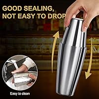 Vista 5 de Juego de coctelera, kit de camarero de 16 piezas, coctelera, accesorios de barra de acero inoxidable, juego de cola de coktail, coctelera boston