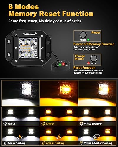 Miniatura 9 de Auxbeam Barra de luz LED ámbar de 30 pulgadas de 180 W de doble color, 6 modos de luz estroboscópica intermitente, luz estroboscópica auxiliar