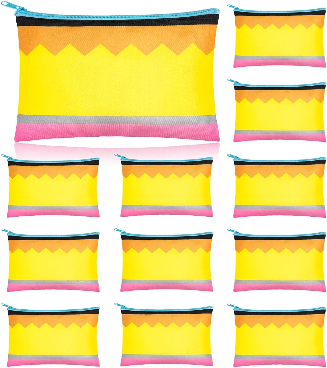 Demonwer 12 Pcs Back to School Gifts Pencil Case Pencil Themed Pencil Pouch Cute Pencil Box Pencil Bag for Classroom Prize Back to School Favor Supplies
