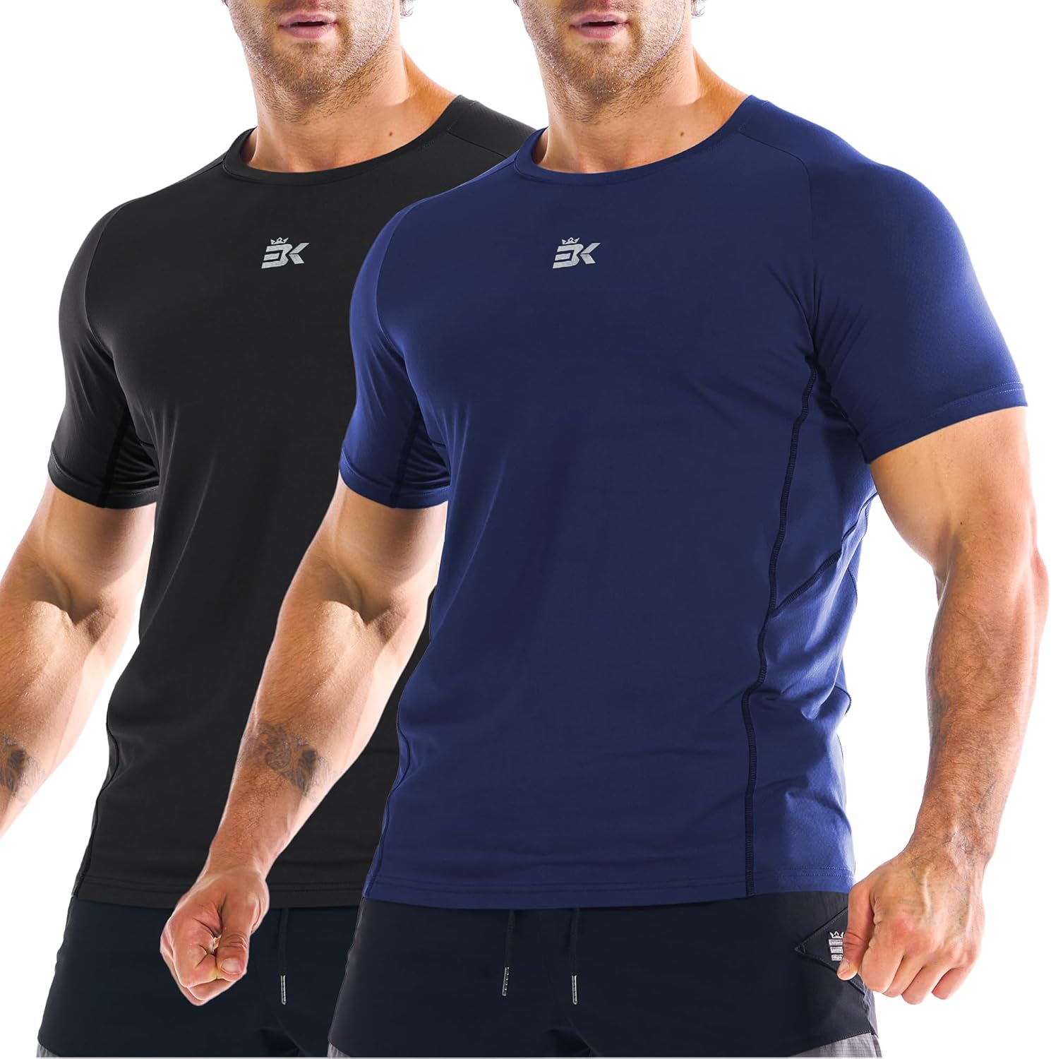 BROKIG Men's DiamondGrid Workout Gym Shirt-Breathable Short Sleeve Muscle Tee,Quick Dry Crewneck Top for Bodybuilding