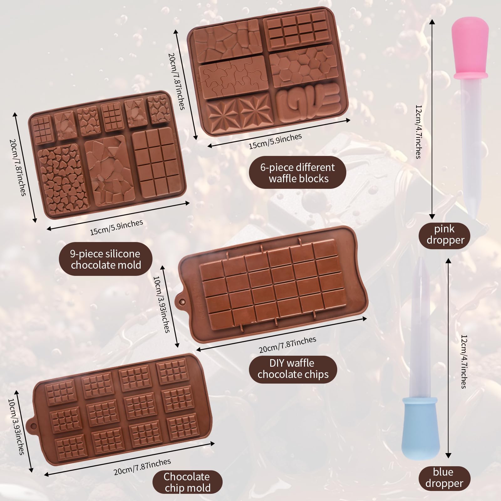 WISYOK Chocoladevorm van siliconen, 4 stuks, Dubai WISYOK Chocoladevorm van siliconen, 4 stuks, Dubai