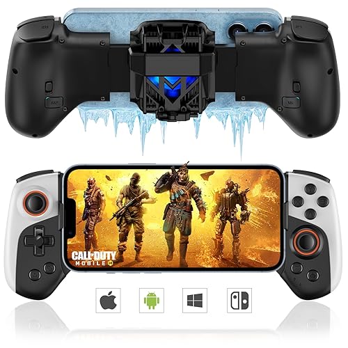 Wireless Gamepad Controller for iPhone iOS Android Switch PC with Cool Conduction Plate RGB Colling Fan, Phone Controller Joystick for iPhone