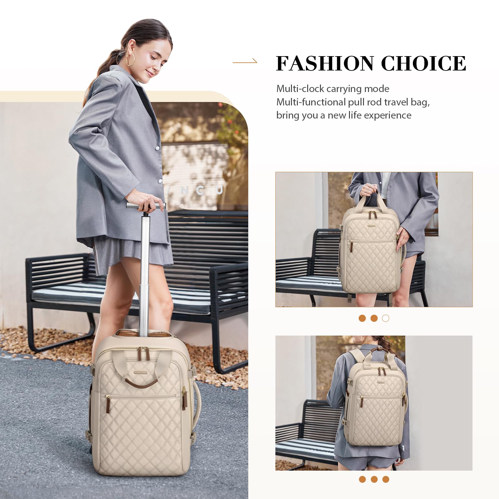 Sac À Dos De Voyage Et Ordinateur 17 Pouces, Imperméable 26L, Sac Cabine Avion Pour Homme Et Femme, Idéal Travail Université Weekend,Abricot
