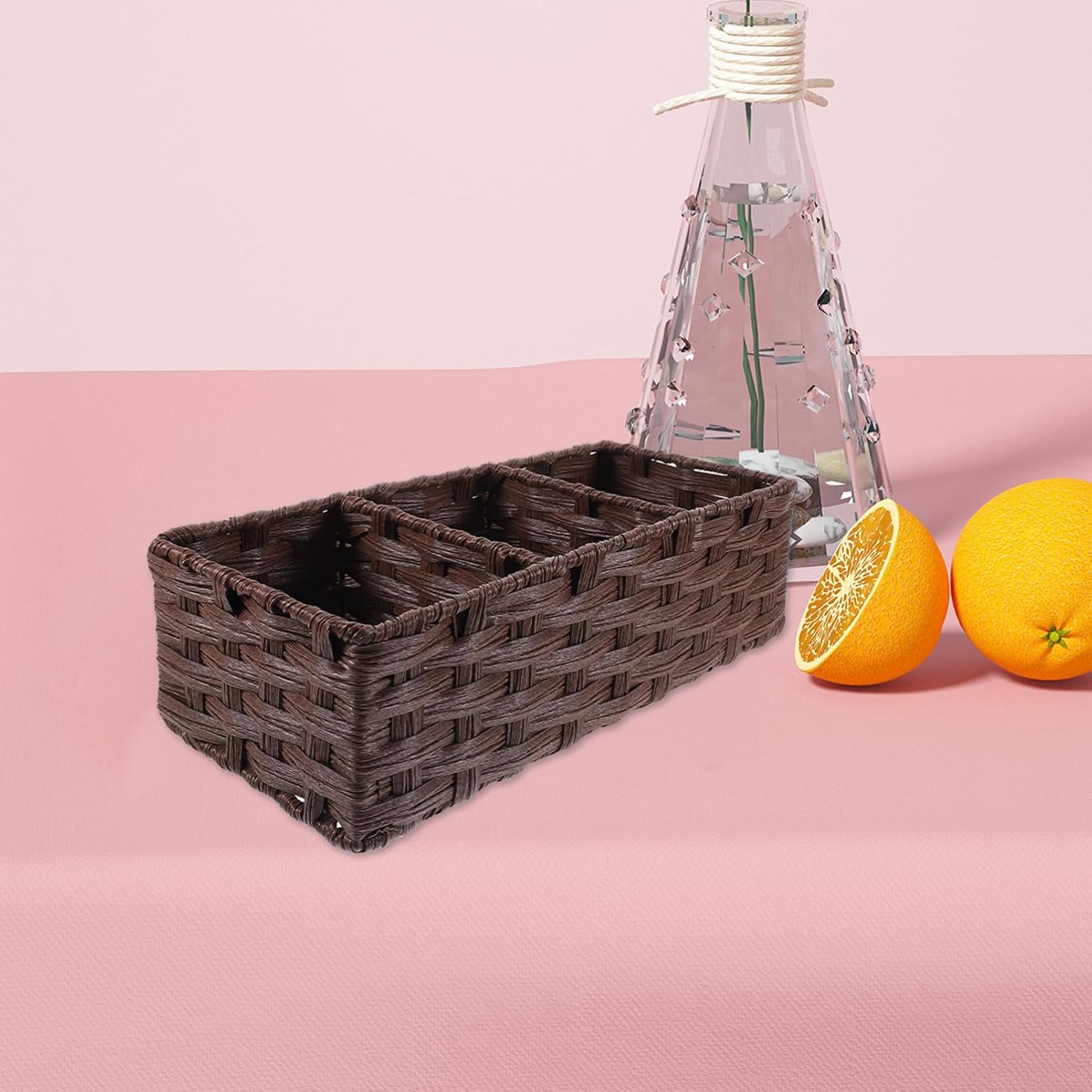 Woven Storage Basket Small Baskets for Organizing Imitation Rattan Kitchen Bathroom
