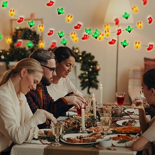 Miniatura 9 de Guirnalda de luces de Navidad, luces de Navidad de 10 pies, 30 LED, color blanco cálido, medias de Navidad, cajas de regalo, luces de hadas,