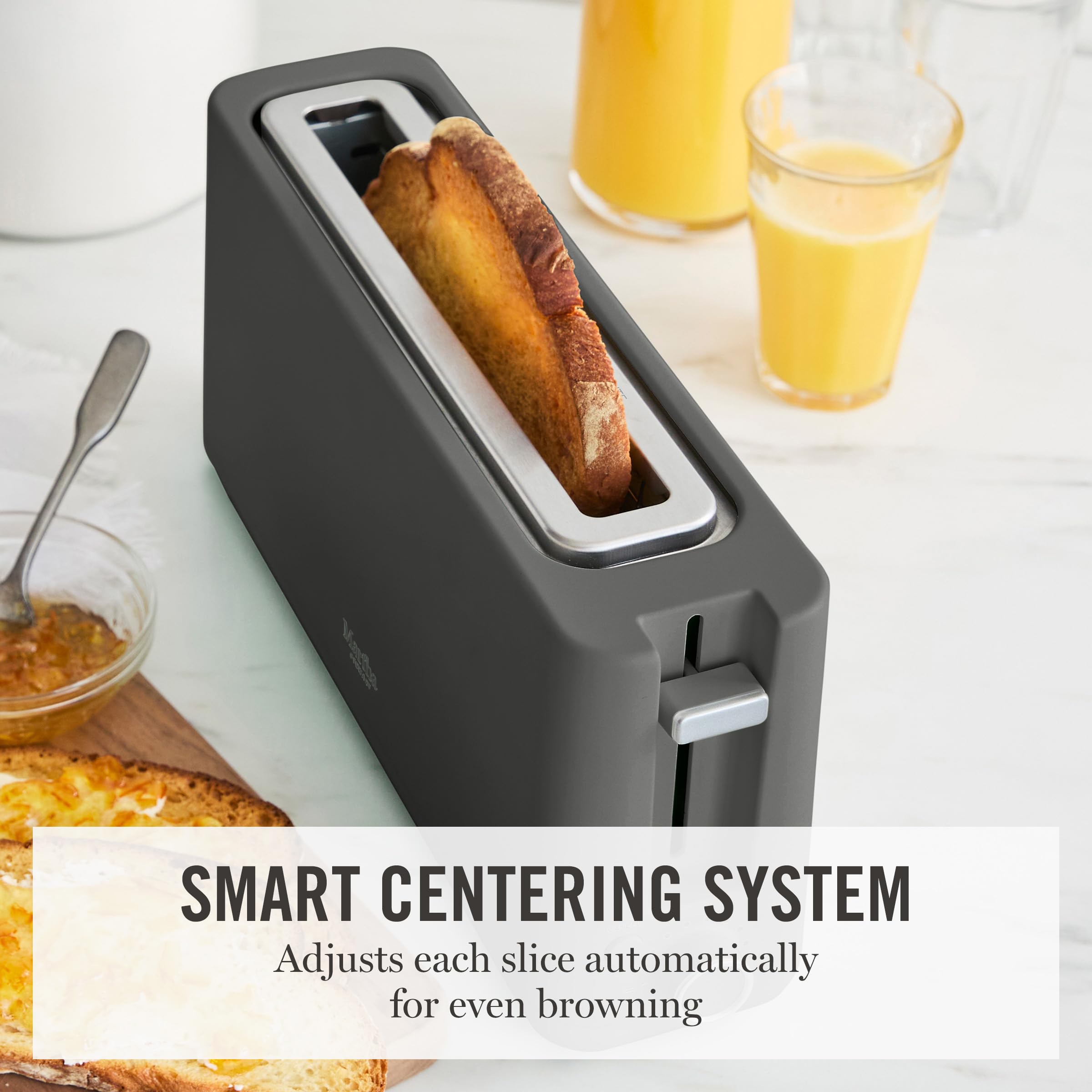 Martha Stewart 2 Slice Long Slot Toaster, Extra Wide for Sourdough & Bagels, 10 Setting Shade Control, Removable Crumb Tray, Self-Centering Design, Defrost/Reheat, Cancel, Slim Space-Saving, Caviar — view 9