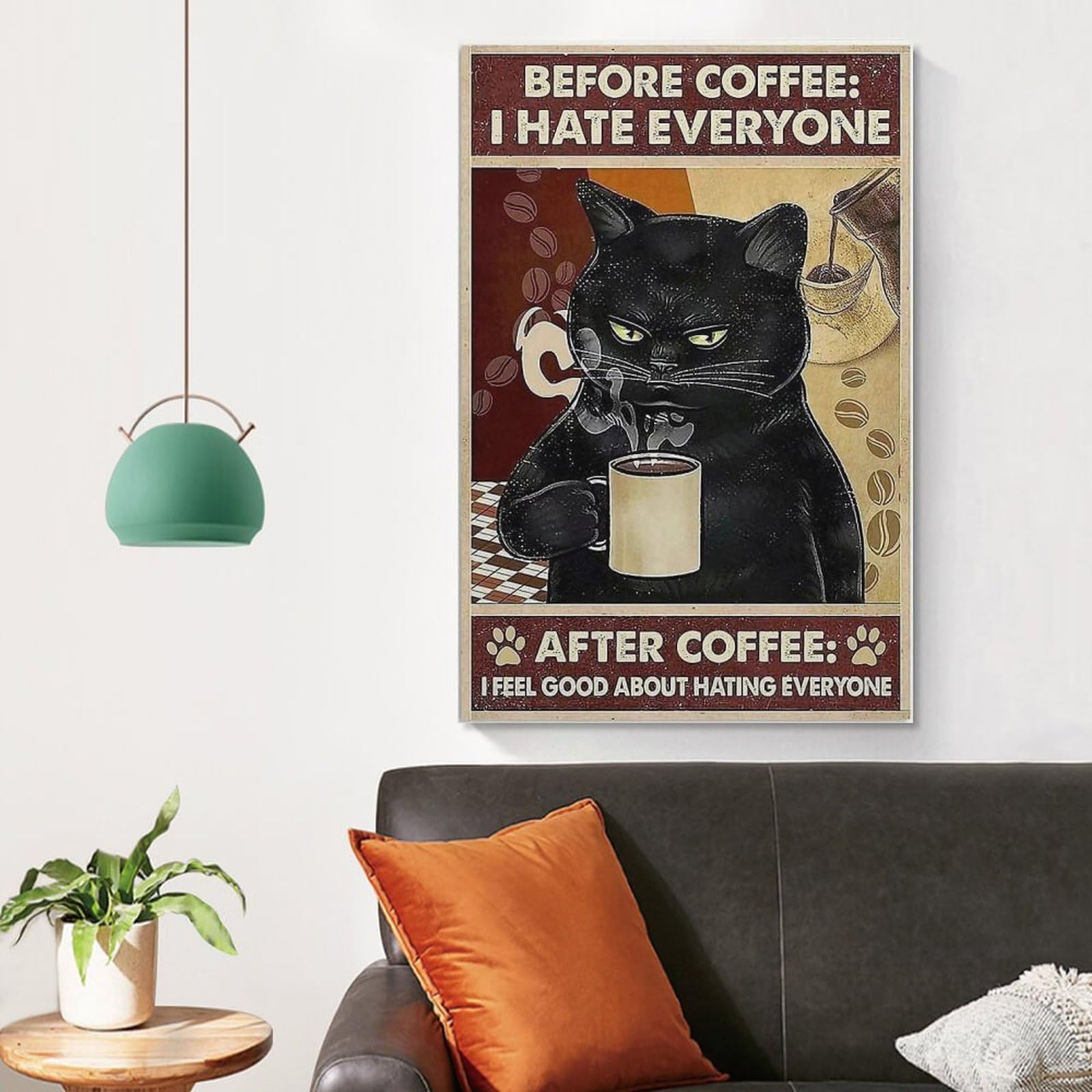 Amazon.co.jp: コーヒーを飲む猫 ポスター ホーム装飾 アートパネル