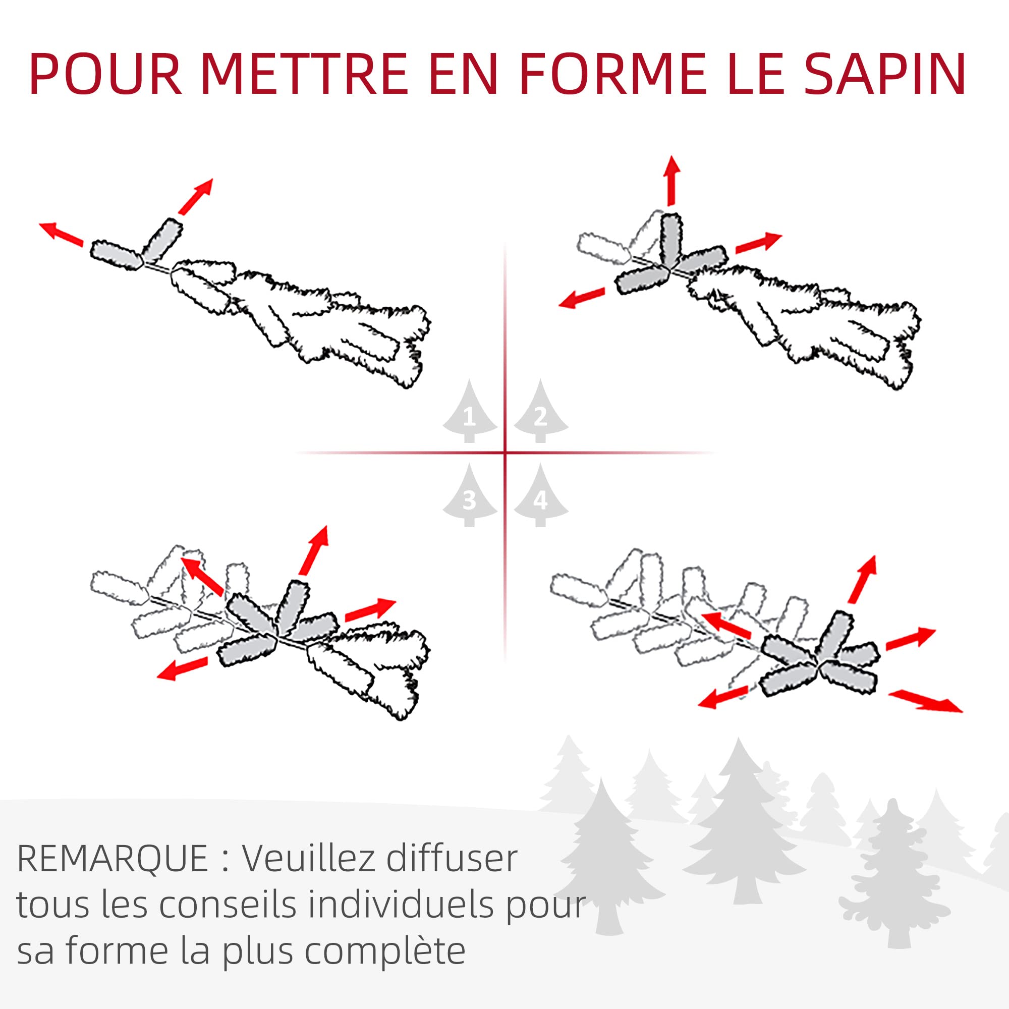HOMCOM Lot de 4 Pièces Décoration de Noël Lumineuse, 1 Couronne, Vert