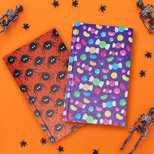 Miniatura 4 de 7 hojas de cuero sintético de Halloween, hojas de cuero sintético con purpurina morada y negra, aretes y lazos, tela de piel sintética de caramelo