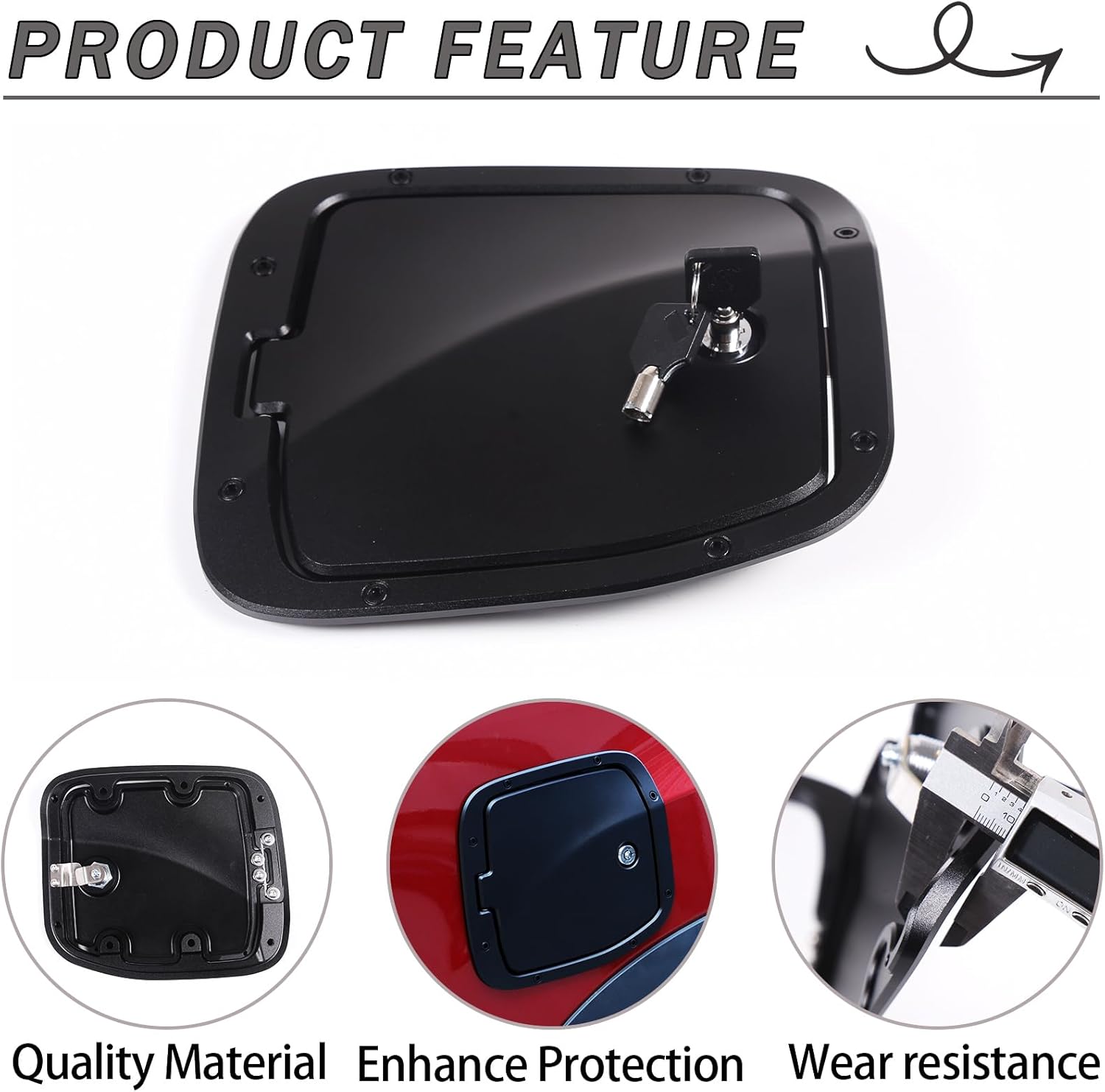 Lcojicep Fuel tank cap replacement anti-theft lock cap Compatible with Tacoma 2016-2022,Locking Gas Cap Cover, Fuel Tank Door with Lock，aluminum alloy Car Fuel Tank Gas Filler Cap Cover (Style A)