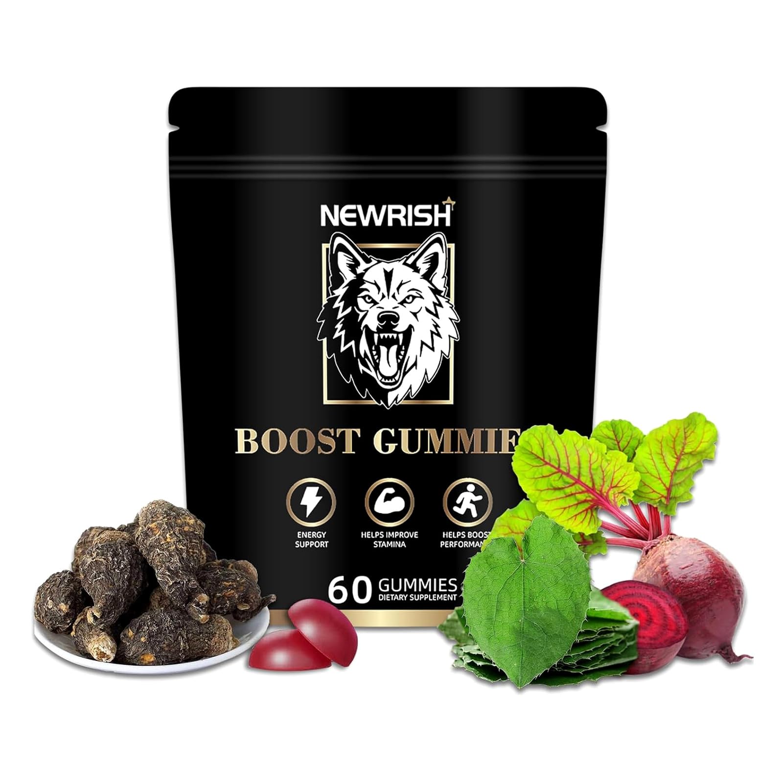 Boost Gummies-Testosterone Booster for Men - Male Enhancement, Boosts Energy & Optimizes Physical Performance Formulated-Oyster Peptide Maca Epimedium Ginseng Schisandra Natural Extracts 60 Count (Pack of 1)