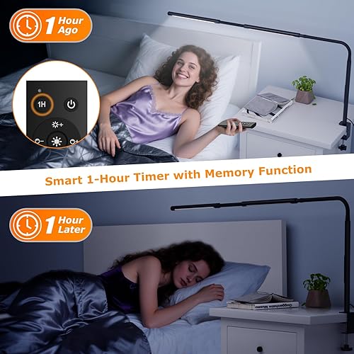 Miniatura 8 de Lámpara de escritorio LED para oficina en casa, luz con atenuación y temperatura de color continuas, cuello ajustable, función de memoria para