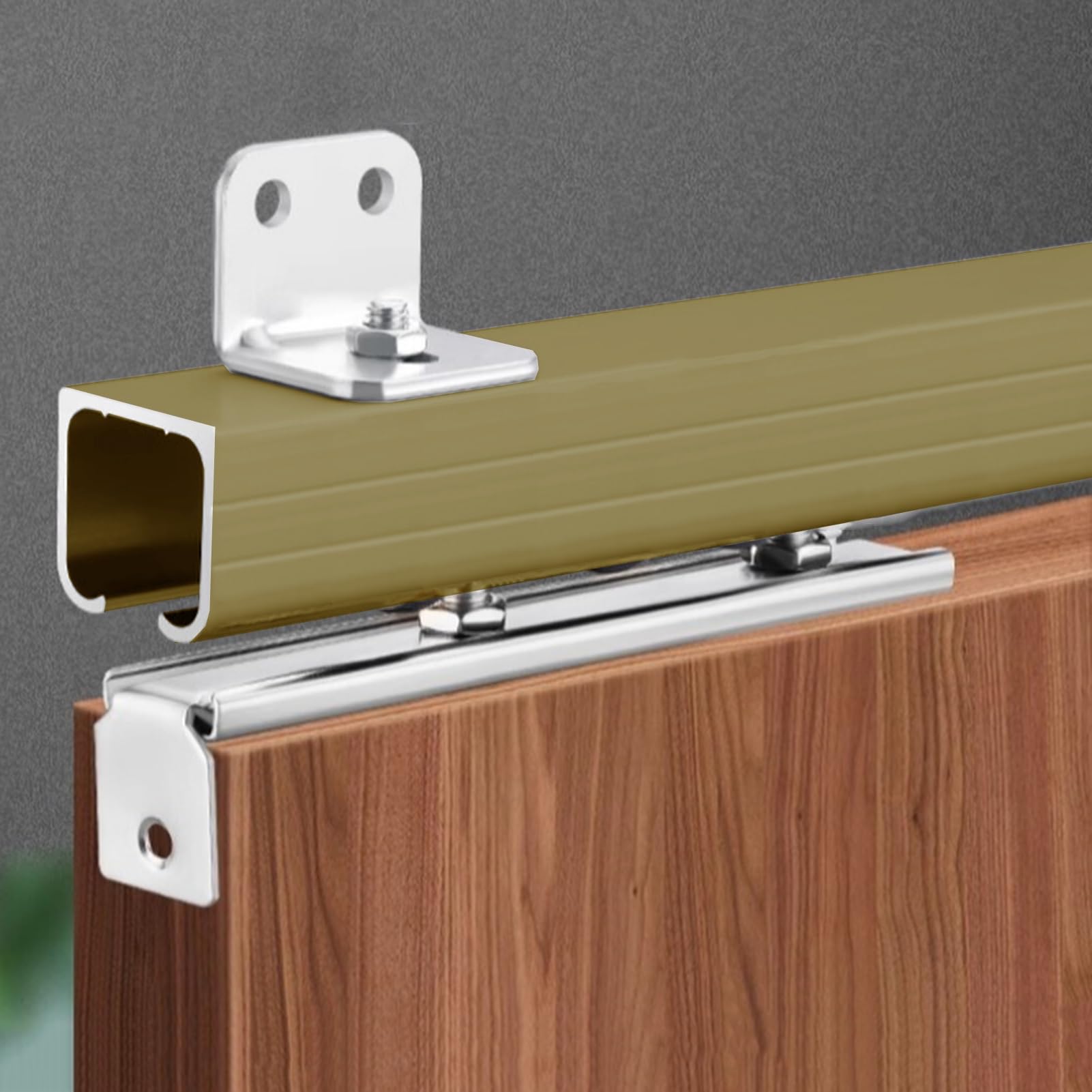 YDHSIKK Glass Sliding Door Track, Aluminum Wall Mount Sliding Door Track Hardware Kit Multicolor Multiple Sizes(Champagne,3.2m(10.5ft))