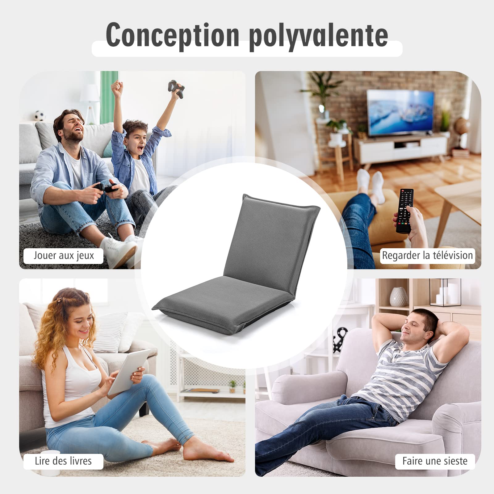 GOPLUS - Sillón De Relaxión Plegable Giratorio De 360 Grados, Respaldo Ajustable 5 Posiciones, Reposabrazos Para Silla Perezosa, 85 X 75 X 55 Cm, Carga 121 Kg, Rojo