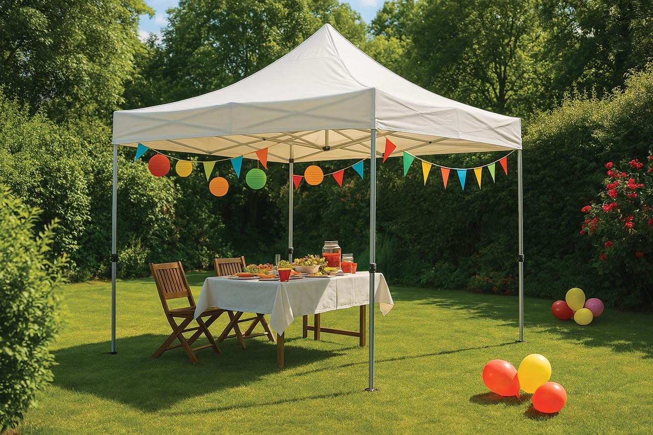 PEREL - GZB5PRO Carpa de jardín profesional, 3 m de ancho x 3 m de largo, color blanco 166272