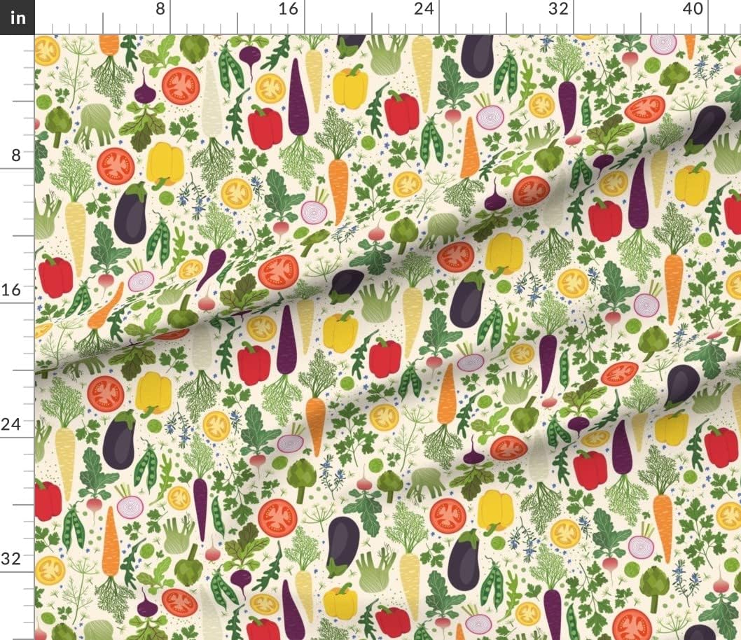 Spoonflower Fabric - Garden Vegetables Salads Printed on Petal Signature Cotton Fabric by The Yard - Sewing Quilting Apparel Crafts Decor