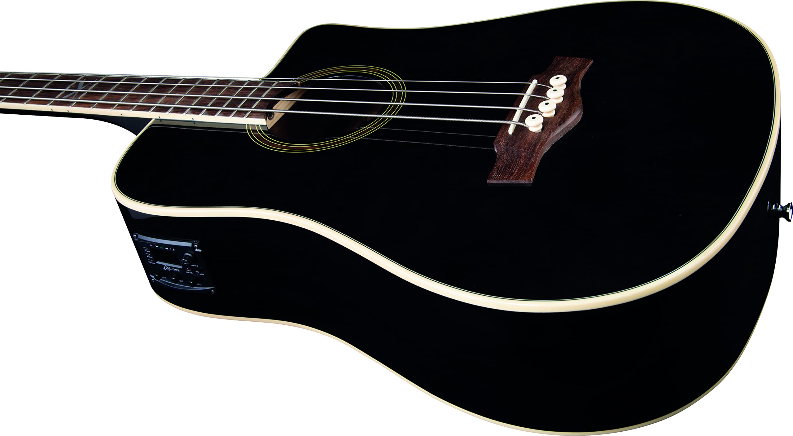EKO GUITARS – NXT Bass B100CE See Through Black, Bajo Acústico forma Dreadnought, Tapa de Abeto, Aros y Fondo de Caoba, Mástil de Caoba, Diapasón de South American Roupanà, Escala 812 mm, Color Negro