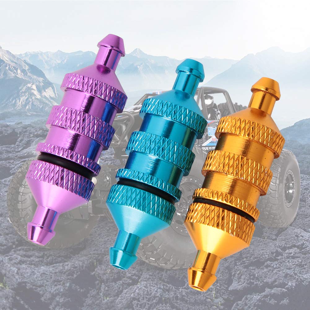equlup 3pcs RC Oil Fuel Filter, Aluminum Oil Nitro Fuel Filter Aluminium Alloy RC Model Car Spare Parts for 1:10 02156 94122 RC Crawler Car