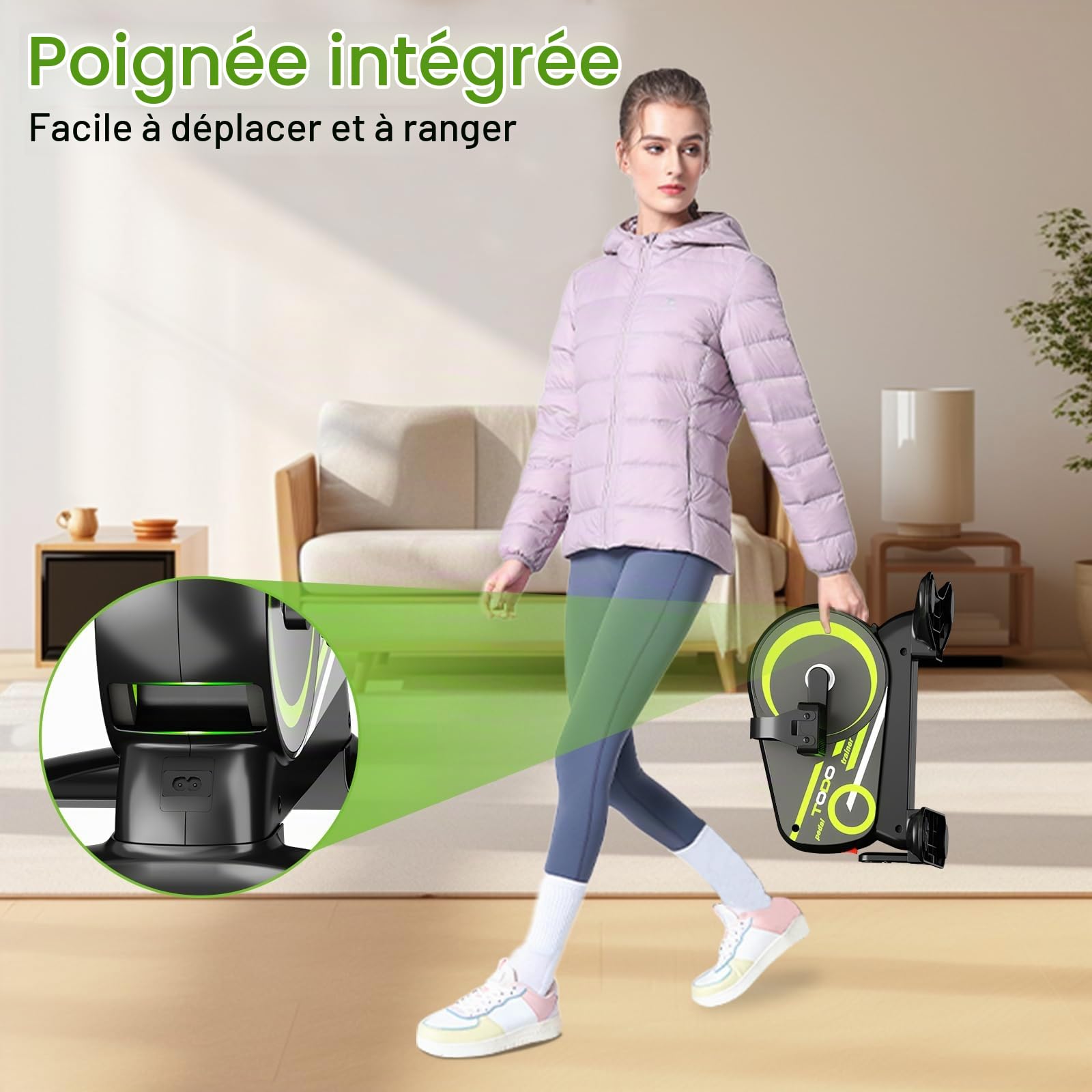 TODO Mini Vélo d'appartement Électrique avec 12 Niveaux de Vitesse, 6 Résistance Réglable Pedalier D'Appartement, Appareil pour les Jambes avec Moniteur LCD et Sangle Pied, Mode Auto & Manuel
