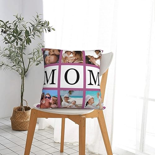 Miniatura 5 de Funda de almohada personalizada con fotos con collage de Best Mom Ever, funda de cojín personalizada para el día de la madre, aniversario, boda,
