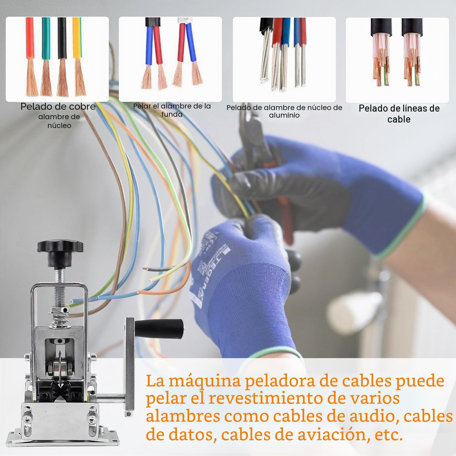 Pelacables Electricista Automático, Pelador de Cables Accionada por Manivela o Taladro, Maquina Pelacables Eléctrica Cobre, Pelador Automático para Reciclaje de Residuos de Cobre(aleación de aluminio)
